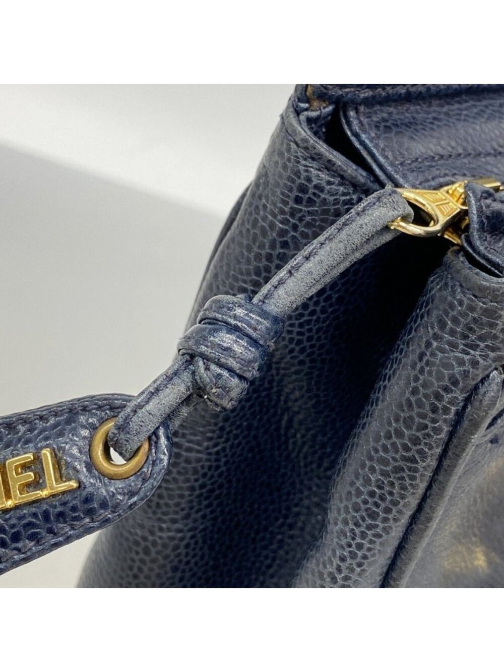 Chanel Chain Tote Triple Coco Caviar Leather Navy Gold - Picture 10 of 10